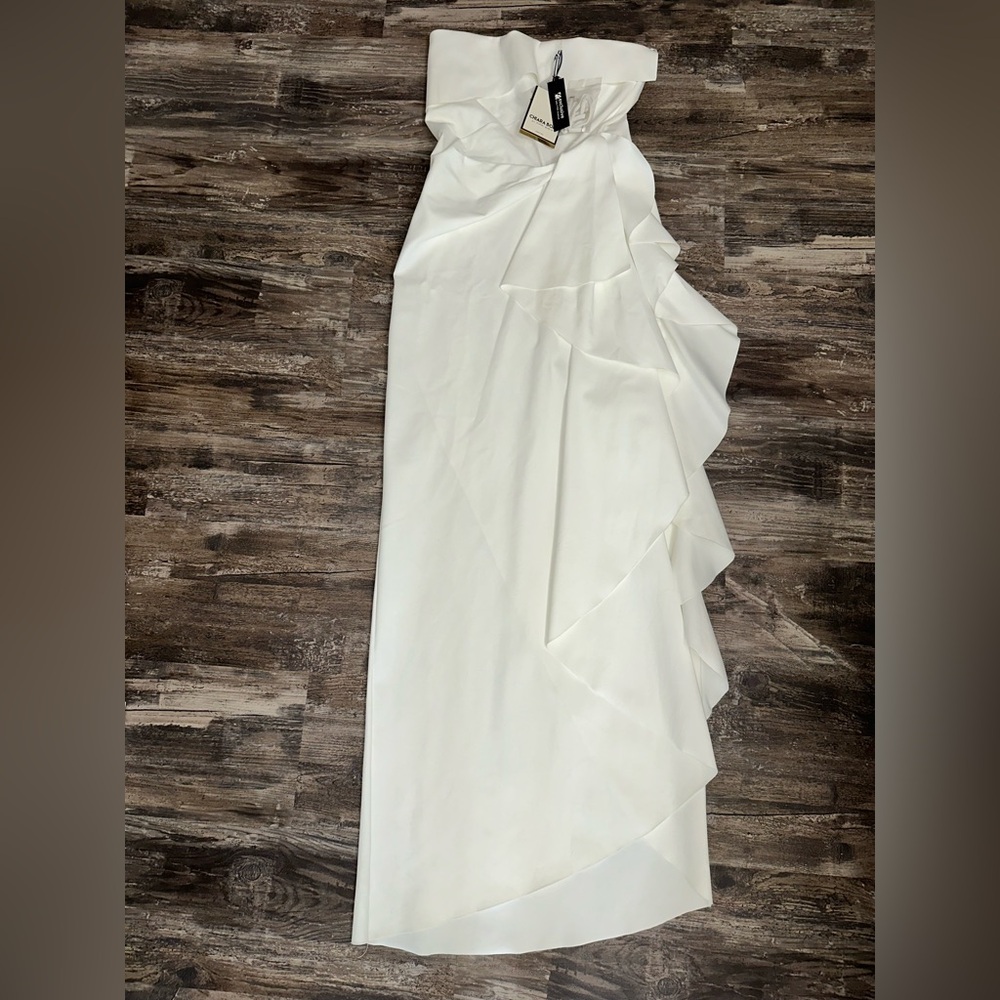 NWT Chiara Boni La Petite Robe Nyaveth White Strapless Long Column Dress Size 10 - Picture 4 of 10